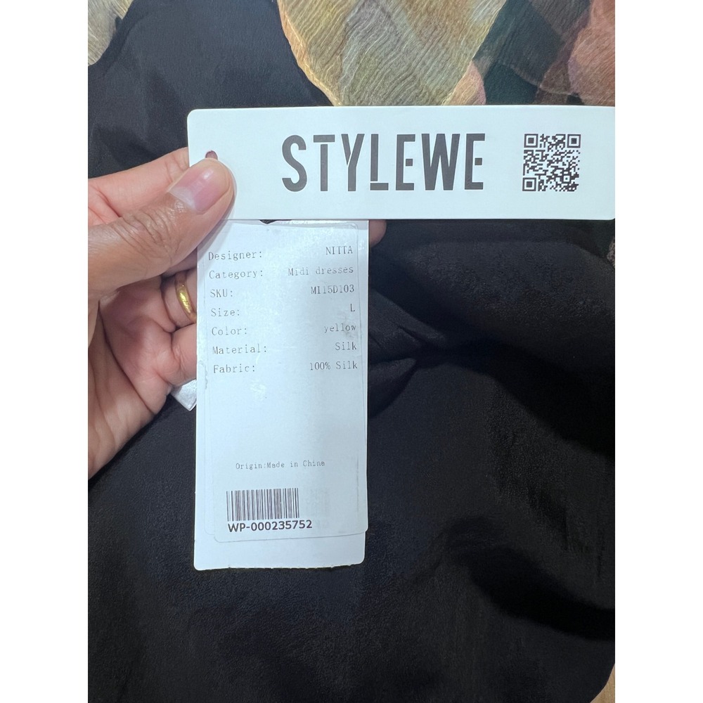STYLEWE Floral Silk Maxi Dress with Removable Cape Sheer Long Sleeve Multi Color - Picture 9 of 11